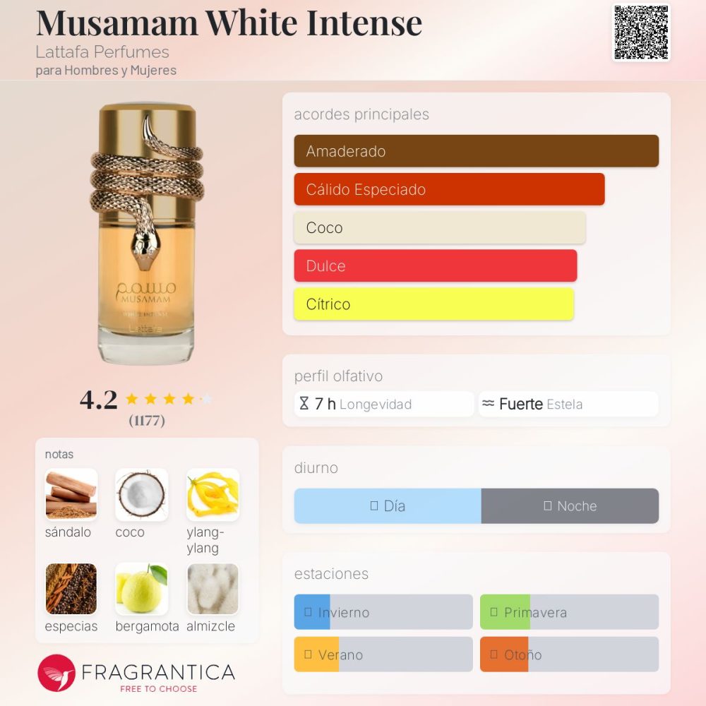 Musamam White Intense by LATTAFA 3.4oz EDP Spray for UNISEX - Imagen 3