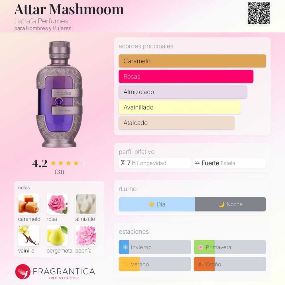 Attar Mashmoom By Lattafa 20ml Pure Concentrated Oil - Imagen 3